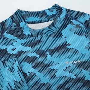 SIMMS Camo Long Sleeve Fishing Shirt Men's Blue Performance Solarflex Fits XL